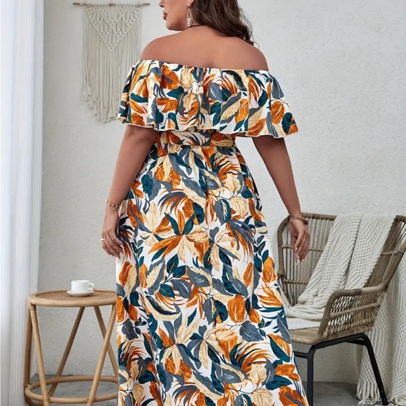 Women Plus Size Bohemian Floral Summer Tropical Vacation Midi Dress 18W & 20W - Picture 3 of 9